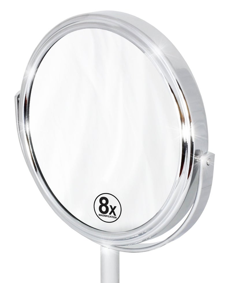 DECOBROS Deco Brothers Vanity Mirror with Stand 6-Inch Double Sided, 8X Magnification, Chrome - Image 3