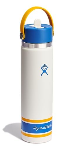 Hydro Flask Water Bottle - Insulated Stainless Steel - Wide Mouth Flex Straw Lid, Non Spill, Leakproof and Refillable in 24 Oz Campus Ivory - Image 2