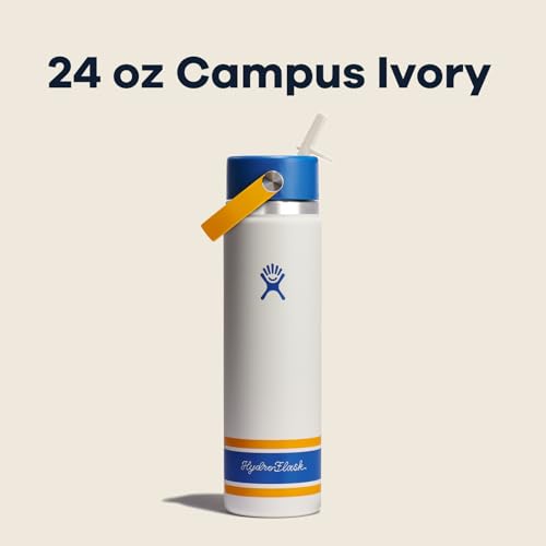 Hydro Flask Water Bottle - Insulated Stainless Steel - Wide Mouth Flex Straw Lid, Non Spill, Leakproof and Refillable in 24 Oz Campus Ivory - Image 3
