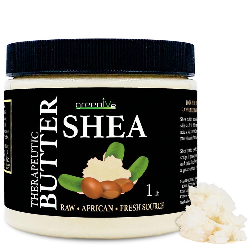 GreenIVe Shea Butter Raw 100% Pure Unrefined Ivory Shea Butter Grade A West African Karite Nut Butter for DIY Butters Lotions Creams Soaps Balms Lip Care Hair Body Moisturizer Massage Butter Jar 16oz - Image 1