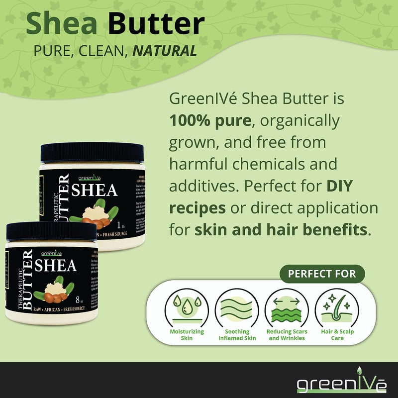 GreenIVe Shea Butter Raw 100% Pure Unrefined Ivory Shea Butter Grade A West African Karite Nut Butter for DIY Butters Lotions Creams Soaps Balms Lip Care Hair Body Moisturizer Massage Butter Jar 16oz - Image 2