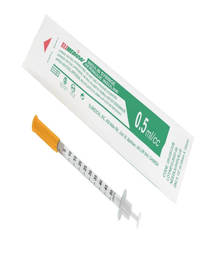 Elimedical Veterinary Insulin Syringe, U-100, 0.5cc (ml), 29g x 1/2 inch (12.7mm), Individually Packed, for Pet Cat or Dog, 100 per Box, 05V2913VB - Image 2