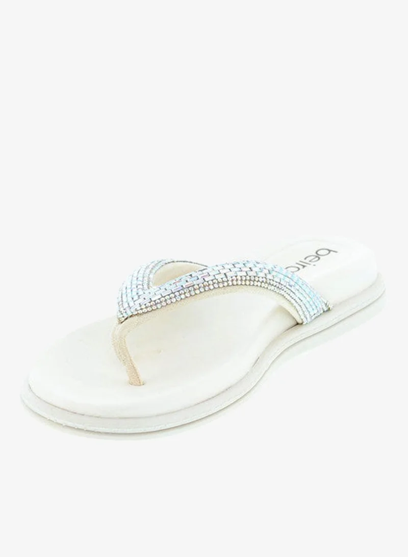 Beira Rio Silver Flat Sandals for Women – Stylish Ladies Flat Sandals & Comfortable Flat Slippers for Women | Best Price UAE