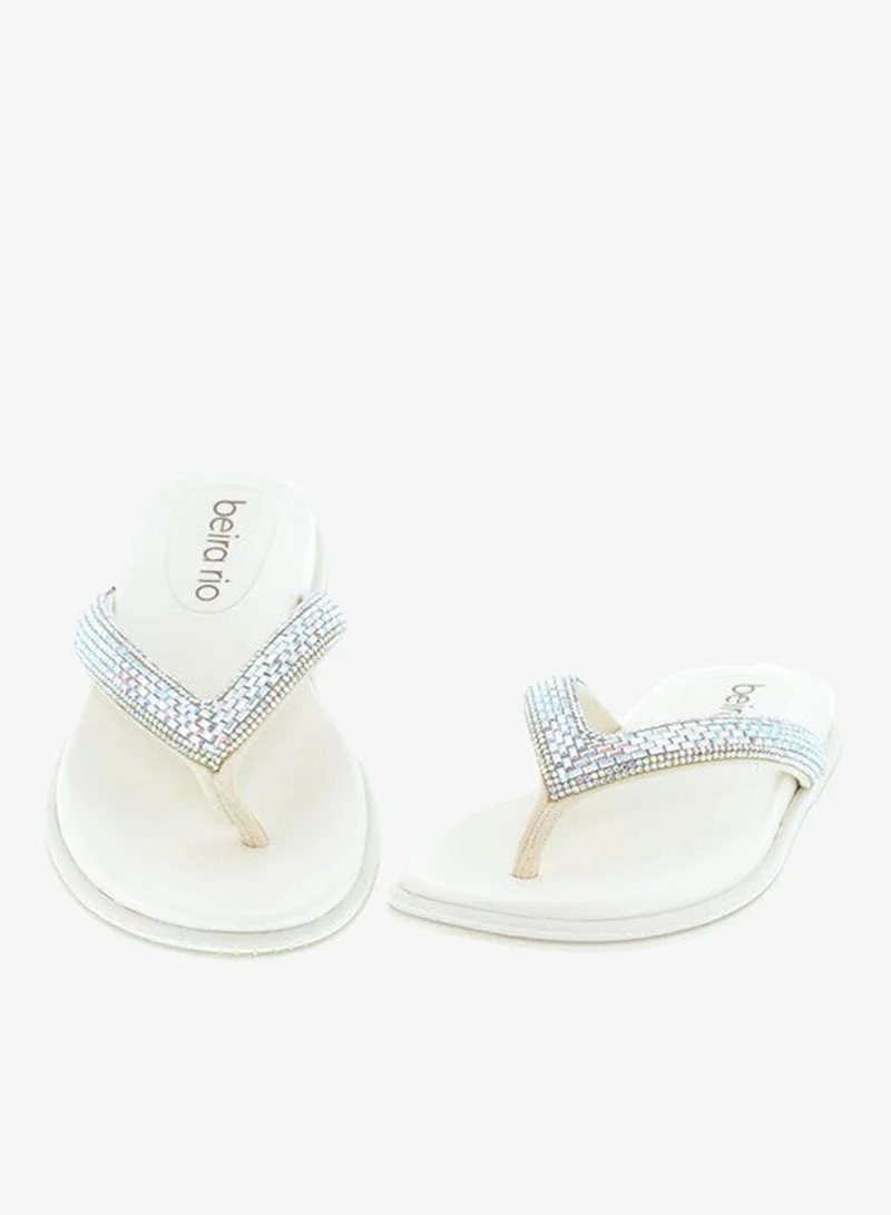 Beira Rio Silver Flat Sandals for Women – Stylish Ladies Flat Sandals & Comfortable Flat Slippers for Women | Best Price UAE