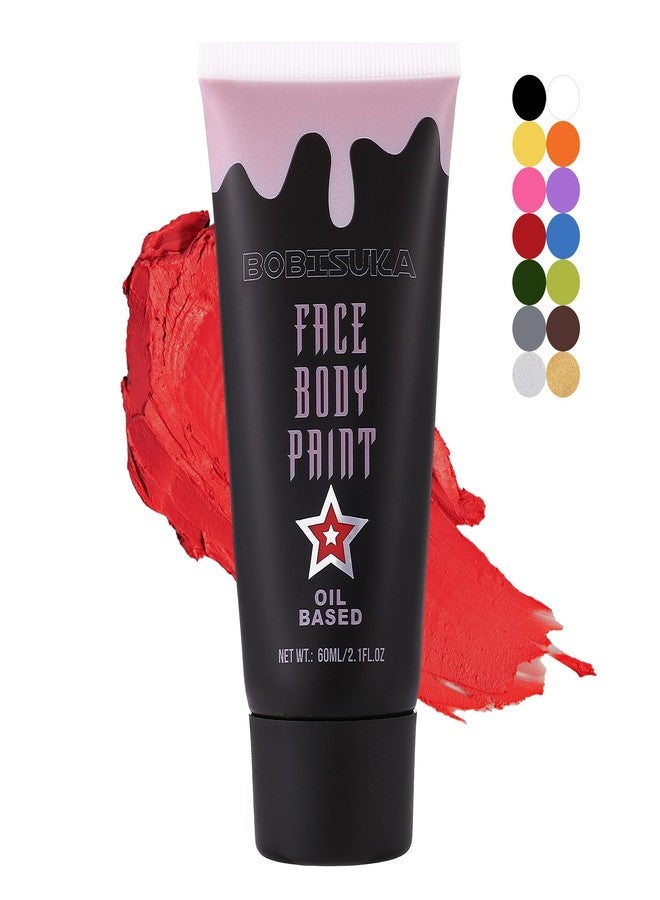 BOBISUKA Red Face Paint, Blendable Cream Body Painting Kit, Eye Black for Sports, Facepaint for Clown Joker Demon Devil Vampire Halloween Makeup, Cosplay, Costume, Parties, Stage, Theater - Image 1