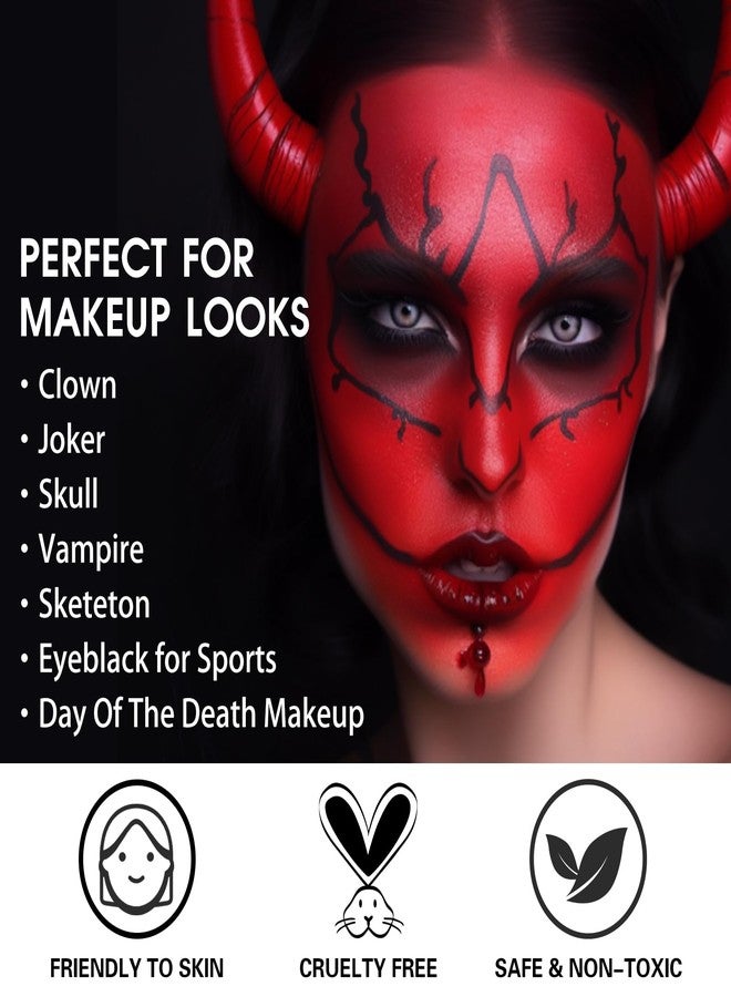 BOBISUKA Red Face Paint, Blendable Cream Body Painting Kit, Eye Black for Sports, Facepaint for Clown Joker Demon Devil Vampire Halloween Makeup, Cosplay, Costume, Parties, Stage, Theater - Image 3
