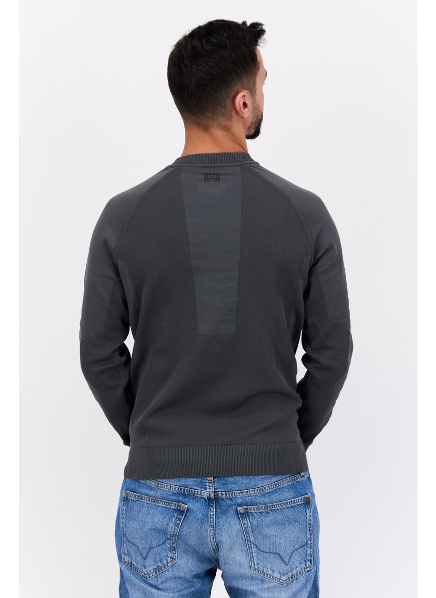 Men Crew Neck Long Sleeve Brand Long Sweatshirt, Grey - pzsku/Z35E600CF7D3CF834F7B6Z/45/_/1737728235/b3336bca-15bc-4a9f-b292-490591a209fb