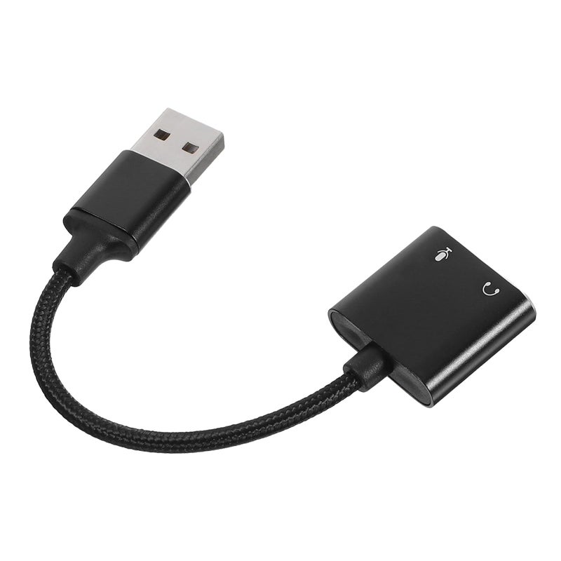 محول تقسيم بطاقة الصوت الخارجية USB ومنفذ سماعة الرأس باللون الأسود للكمبيوتر اللوحي والكمبيوتر والهاتف الذكي - Image 2