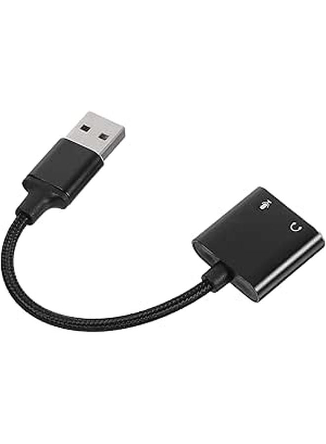 محول تقسيم بطاقة الصوت الخارجية USB ومنفذ سماعة الرأس باللون الأسود للكمبيوتر اللوحي والكمبيوتر والهاتف الذكي - Image 1