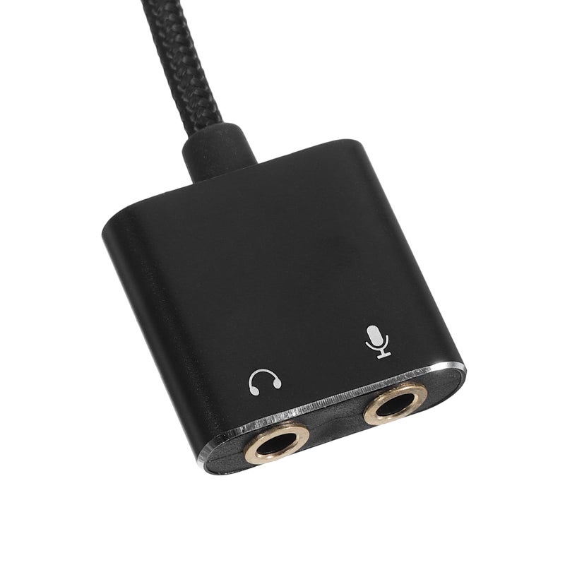 محول تقسيم بطاقة الصوت الخارجية USB ومنفذ سماعة الرأس باللون الأسود للكمبيوتر اللوحي والكمبيوتر والهاتف الذكي - Image 4