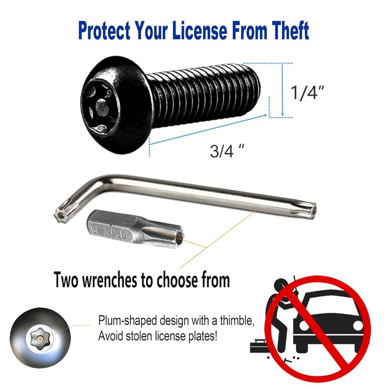 AOOTF Anti Theft License Plate Screws- Black Bolts for Locking Car Tag, Frame and Cover, Mounting Hardware Kit for Front/Rear, M6 Stainless Steel Screws, Caps, Fasteners Nuts, Rattle Proof Pads - Image 3