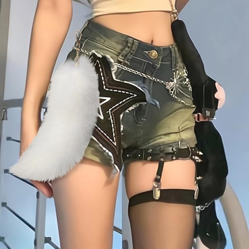 D Color Faux Fox Tail Keychain Pendant Elegant Portable Enhancement Dainty Hanging Decoration - Image 5