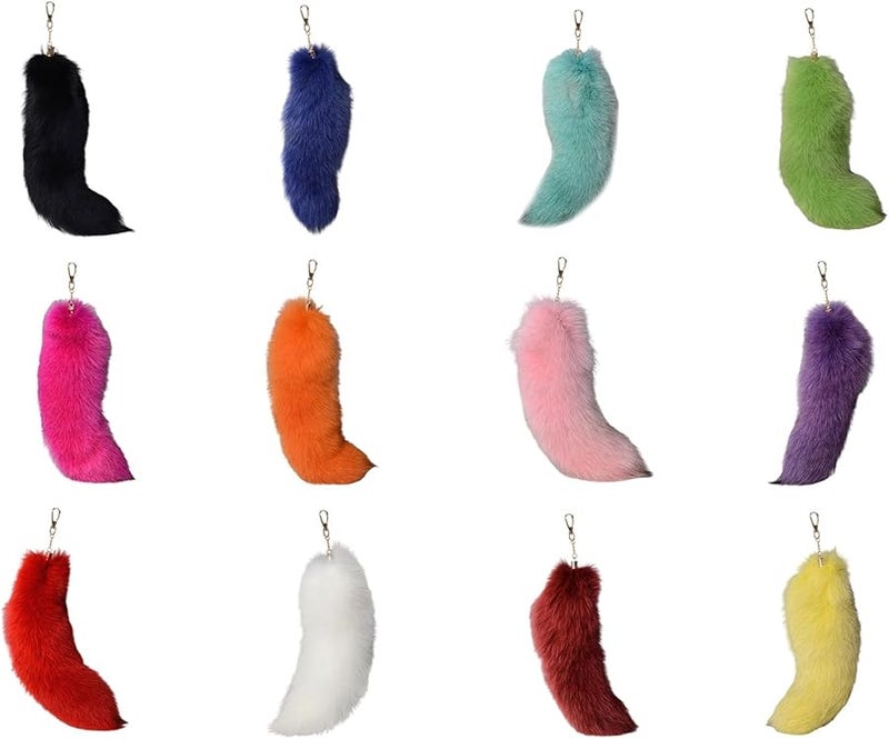 D Color Faux Fox Tail Keychain Pendant Elegant Portable Enhancement Dainty Hanging Decoration - Image 3