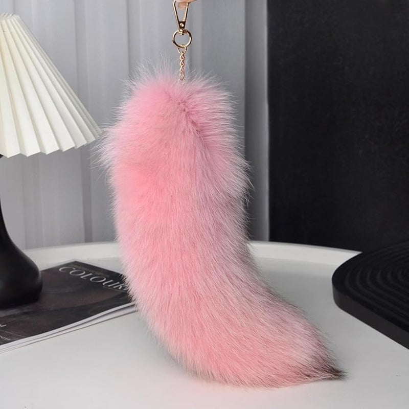 D Color Faux Fox Tail Keychain Pendant Elegant Portable Enhancement Dainty Hanging Decoration - Image 4
