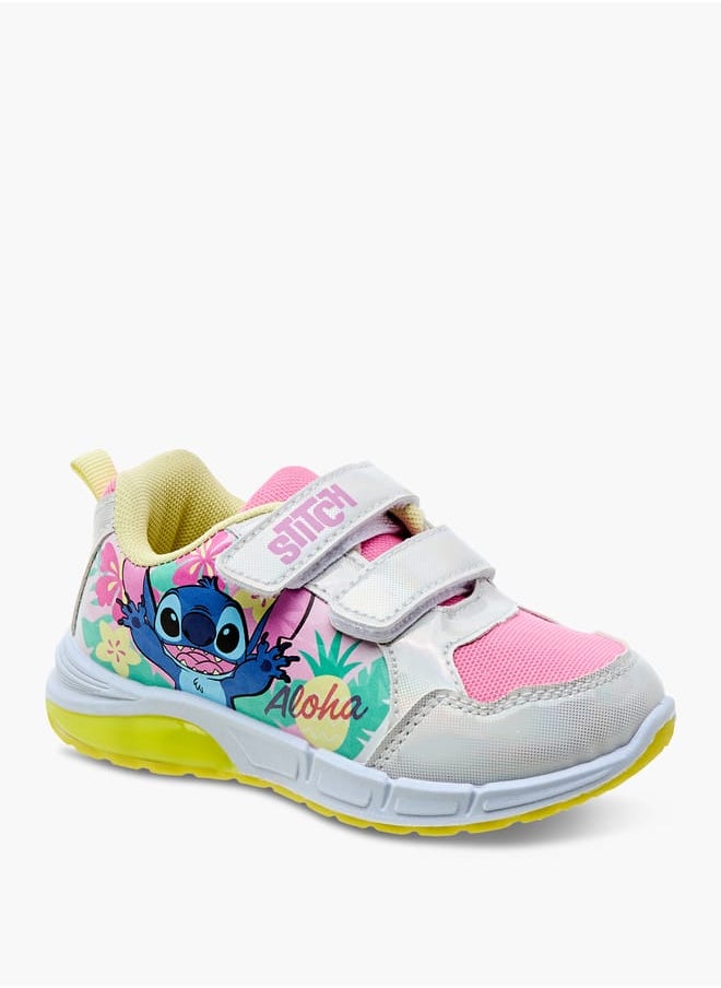Disney - Girls Stitch Print Light-Up Sneakers with Hook and Loop Closure - Image 1