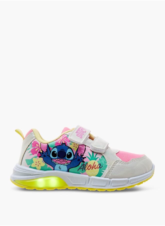 Disney - Girls Stitch Print Light-Up Sneakers with Hook and Loop Closure - Image 1