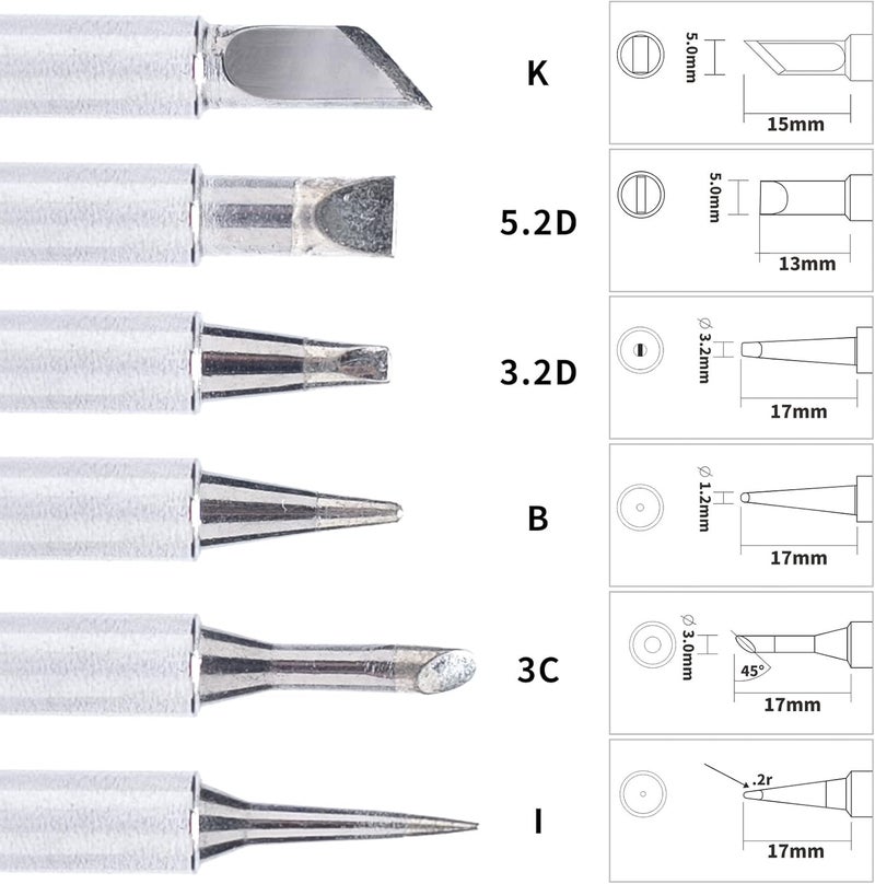 YIHUA 1401 Soldering Iron Tips Set 6PCS LongLife Type for YIHUA 926LEDIII110WRed 939D III EVO 948DQIII 948DIII 938BDII  995D EVO Soldering Stations ONLY - Image 3