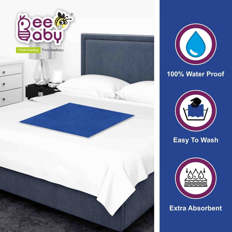 BeeBaby UltraDry Waterproof Quick Dry Sheets for Baby. High Absorbent, Anti - Piling & Reusable Bed Protector for Infants, New Born, Toddlers. (Small - 50cm x 70cm) (Dark Blue, Sky Blue - Pack of 2) - Image 5