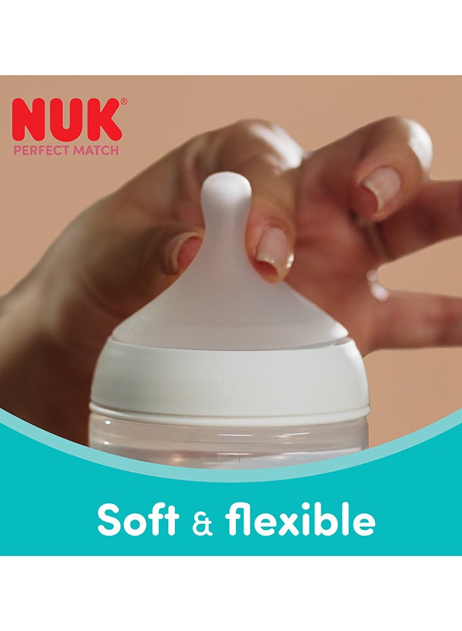 NUK Perfect Match Baby Bottle Teat | From 3 Months | Adapts To Baby | Anti-Colic | Bpa Free | Silicone Teat For Bottles, Medium, Pack Of 2 - Image 3
