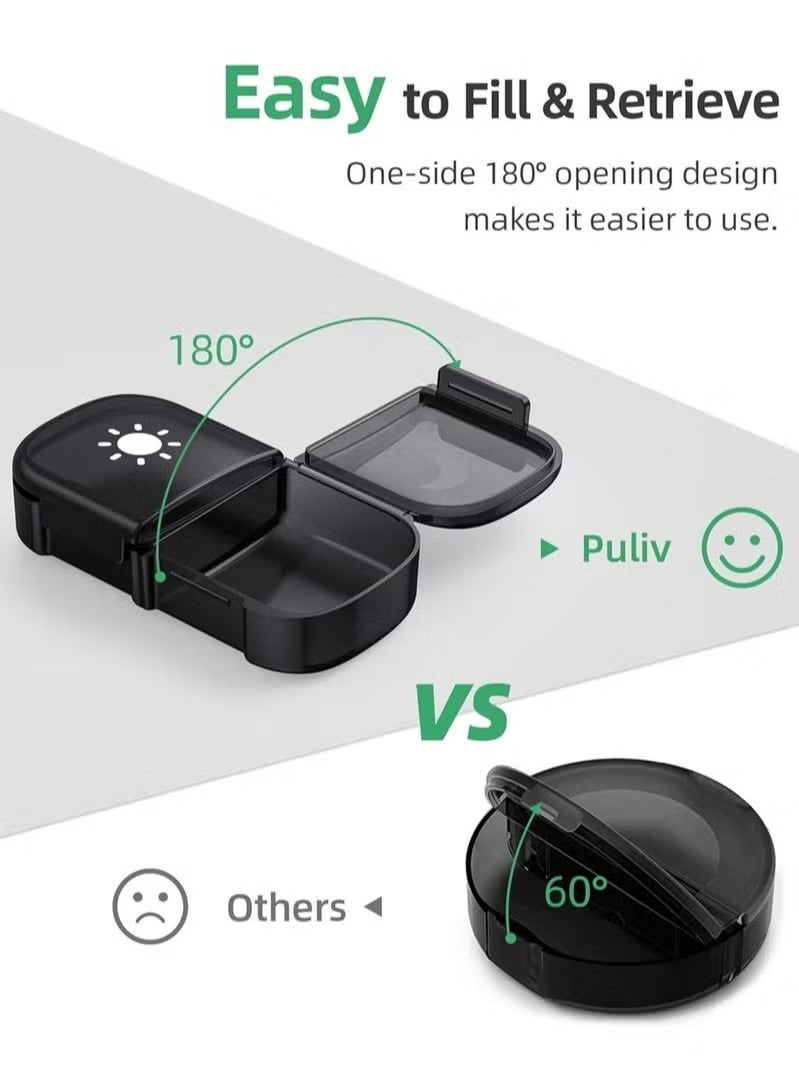 general Extra Large Weekly Pill Organizer 2 Times a Day, One-Side Open Pill Box 7 Day for Easy Filling, Black Privacy Protection AM PM Pill Case for Vitamins, Medication, Supplements, Fish Oils (Black) - Image 3