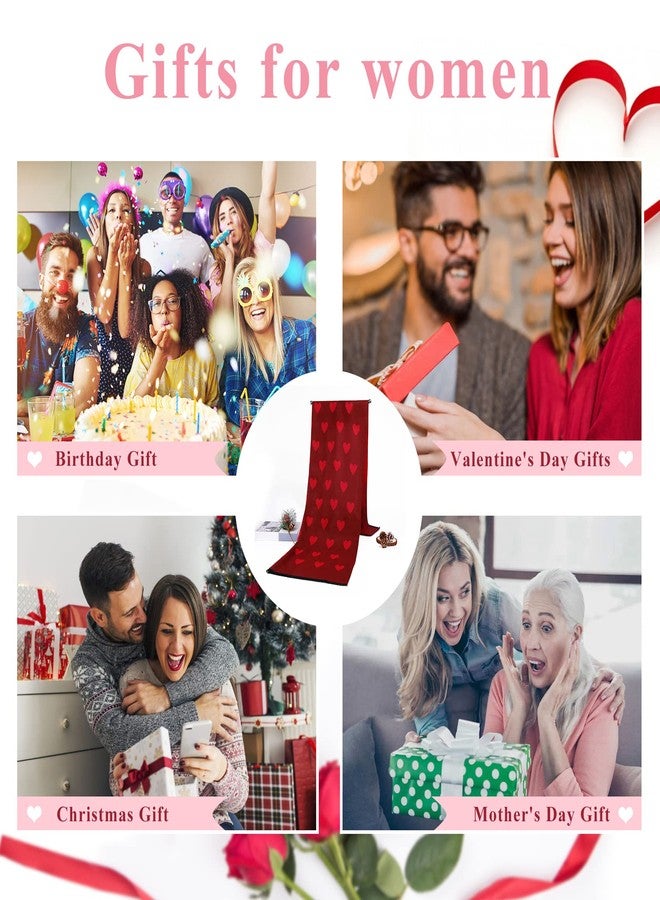 GERINLY Sweet Pashmina Scarf with Love Heart Print Warm Neck Wraps shawl for Women Chic Valentine Gift for Her (Maroon) - Image 5