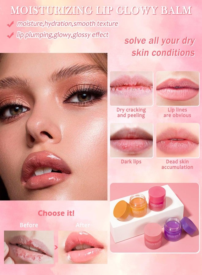 LYSdefeu 2Pcs Lip Glowy Balm & Lip Sleeping Mask,Hydrating Repair Sleeping Lip Mask,Glossy Tinted Lip Balm,Smooth Cracked Chapped Lip,Lip Care Therapy Treatment,Christmas Makeup Gift for Women-Grapefruit - Image 4