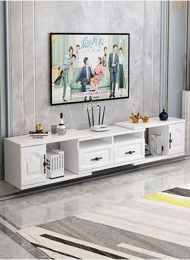 GoldenLike  طاولة تلفزيون، خزانة تلفزيون، حامل تلفزيون مع تخزين وأدراج، أثاث غرفة المعيشة خزانة تلفزيون، رفوف حامل تخزين الوسائط الحديثة طاولة وحدة تلفزيون رف تلفزيون  - Image 1