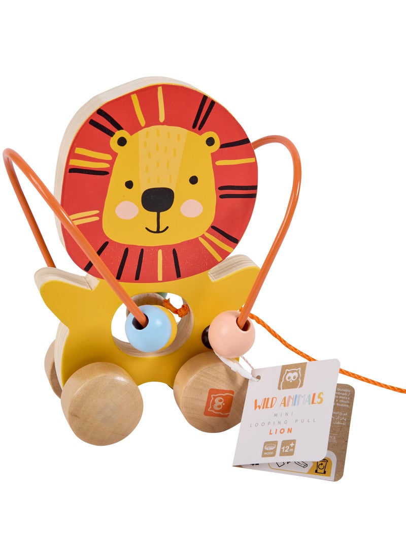 EUREKA KIDS Eurekakids Mini Looping Push & Pull Wooden Toy | Educational Toddler Toys| For Logiccal Thingking and Eye-Hand Coordination | Lion | For 12M+  - Image 2