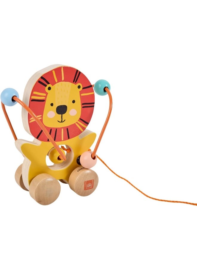 EUREKA KIDS لعبة خشبية صغيرة للدفع والسحب | ألعاب تعليمية للأطفال | لتطوير التفكير المنطقي وتنسيق العين واليد | أسد | للأعمار من 12 شهرًا وما فوق  - Image 3