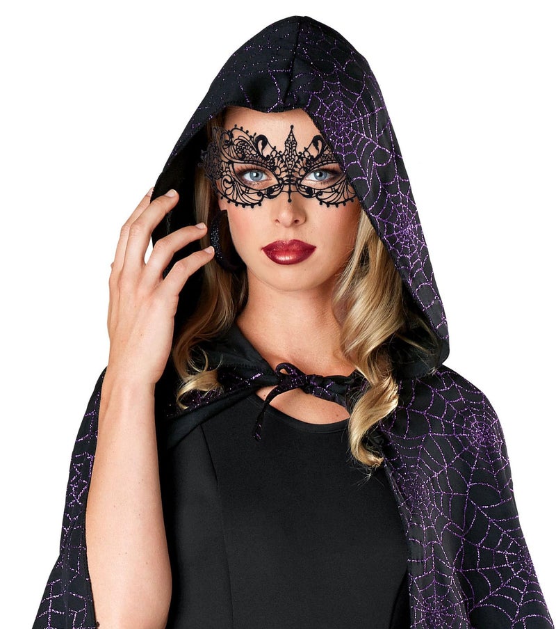 Liatunou 2 Pieces Women's Masquerade Mask Lace Eye Mask for Ball Proms,Halloween Carnival and Venetian Masquerade Party (Black & Silver) - Image 3