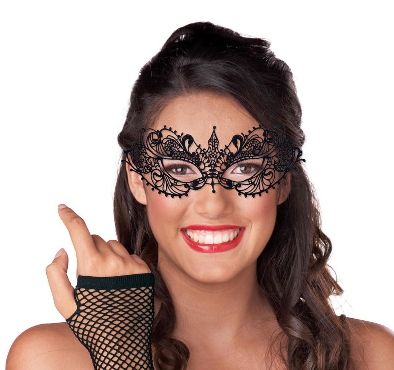 Liatunou 2 Pieces Women's Masquerade Mask Lace Eye Mask for Ball Proms,Halloween Carnival and Venetian Masquerade Party (Black & Silver) - Image 4