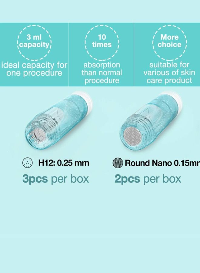 Hydra. Pen New generation of Hydra Pen H2 Microneedling Pen -Automatic Serum Applicator HydraPen - Amazing Skin Care Tool for Home Personal Use - 5 Cartridges (3pcs 12-Pin 0.25mm + 2pcs Round Nano 0.15mm)  - Image 2