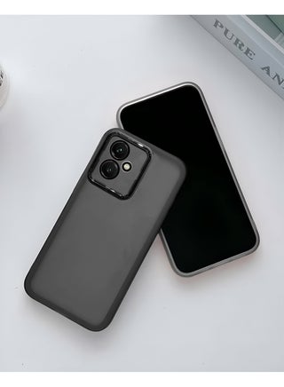 غطاء خلفي أنيق مزود بحماية كاميرا من السيليكون الرقيق الشفاف TPU لهاتف Infinix Smart 10 4G 2025، مع حافة كاميرا مطلية بالكهرباء - أسود - view 3