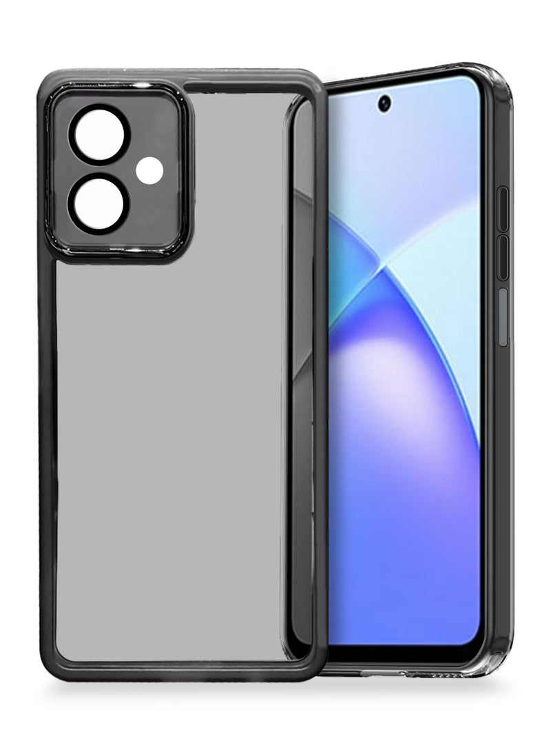 دبليو تيك غطاء خلفي أنيق مزود بحماية كاميرا من السيليكون الرقيق الشفاف TPU لهاتف Infinix Smart 10 4G 2025، مع حافة كاميرا مطلية بالكهرباء - أسود - Image 1