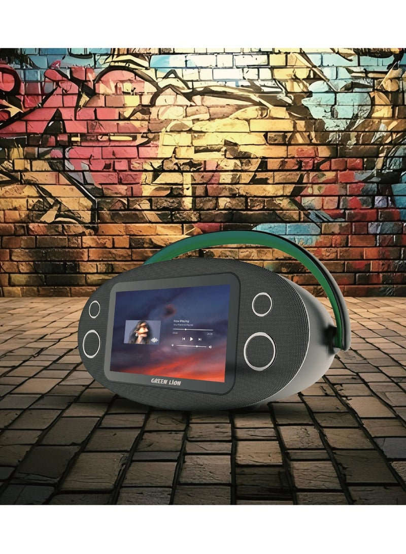 GREEN LION Sao Paulo Speaker with 10.1 Inches Display and HD Touch Display / USB/AUX/HDMI/MIC/TF/RF/Guitar Input / 8 Hours Non-Stop Play Time / High Quality Sound Play List - Black - Image 2