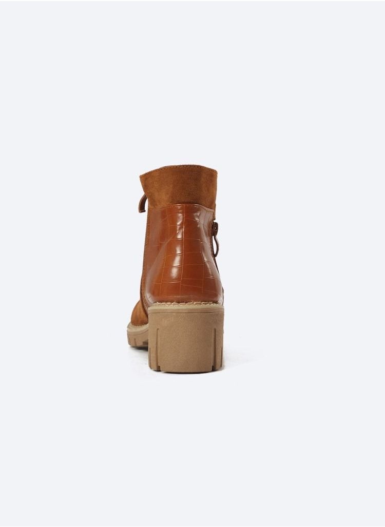 Zahwa - Ankle Boots Constructed From Suede With Dual Zippers And Crocodile Leather - Image 1