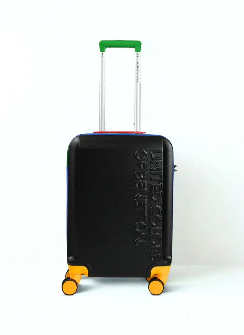 UNITED COLORS OF BENETTON BNTA-203X 20 Inch- Cabin Luggage with TSA Lock| Material- Acrylonitrile Butadiene Styrene| Adjustable Trolley Handle | Smooth Dual Wheels 360degree rotate| BLACK