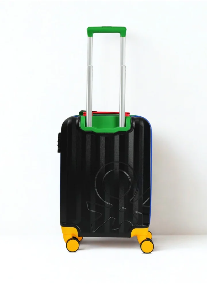 UNITED COLORS OF BENETTON BNTA-203X 20 Inch- Cabin Luggage with TSA Lock| Material- Acrylonitrile Butadiene Styrene| Adjustable Trolley Handle | Smooth Dual Wheels 360degree rotate| BLACK