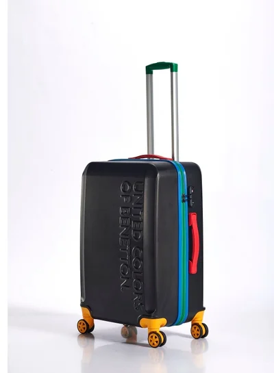 UNITED COLORS OF BENETTON BNTA-203X 20 Inch- Cabin Luggage with TSA Lock| Material- Acrylonitrile Butadiene Styrene| Adjustable Trolley Handle | Smooth Dual Wheels 360degree rotate| BLACK