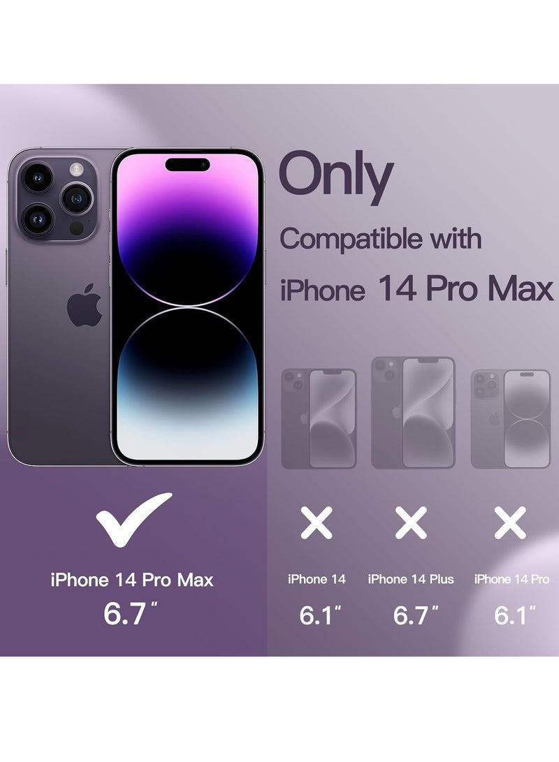 ELTRAZONE 5-IN-1 SILICONE CASE FOR IPHONE 14 PRO MAX 6.7-INCH WITH 2-PACK SCREEN PROTECTOR AND 2-PACK CAMERA LENS PROTECTOR, FULL COVERAGE TEMPERED GLASS FILM, SHOCKPROOF PHONE COVER (DEEP PURPLE) - Image 2