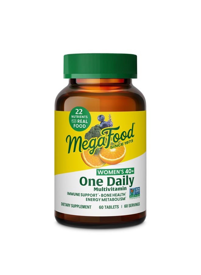 MegaFood Women's 40+ One Daily Multivitamin for Women with Vitamin B12, Vitamin B6, Vitamin C, Vitamin D, Zinc & Iron – Plus Real Food - Immune Support - Bone Health - Non-GMO - Vegetarian - 60 Tabs - Image 1