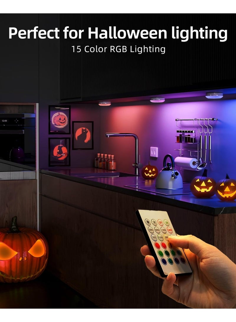 EZVALO Rechargeable Motion Sensor Under Cabinet Multicolor LED Puck Lights (6 Pack) - Image 4