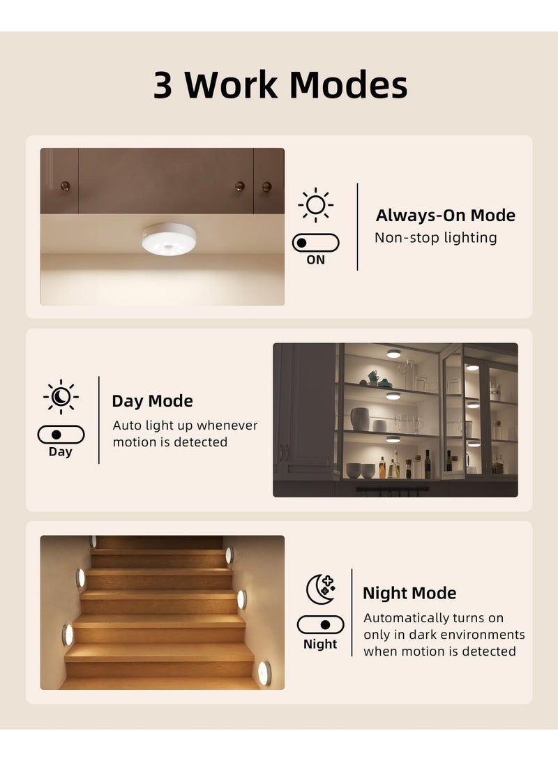 EZVALO Rechargeable Motion Sensor Under Cabinet Multicolor LED Puck Lights (6 Pack) - Image 5