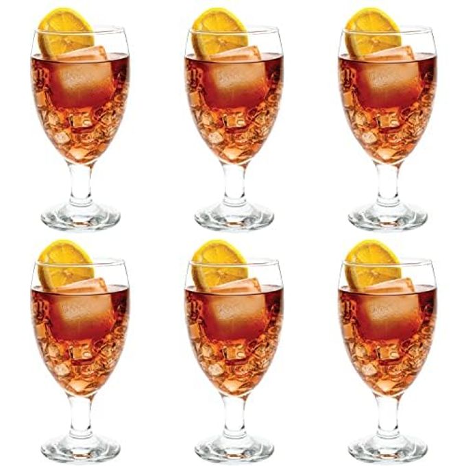 Vikko Classic Goblet Party Glasses, Iced Tea Glasses 20 Ounce, Set of 6 Goblets, Iced Tea and Water Goblets, Dishwasher Safe Durable Glassware