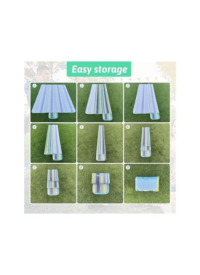 erorex EROREX Foldable Picnic Blanket Waterproof Beach Blanket Waterproof Picnic Blanket Portable Picnic Mat Portable Beach Mat For Outdoor Camping Family Outdoor Park Garden 200×150cm  - Image 4