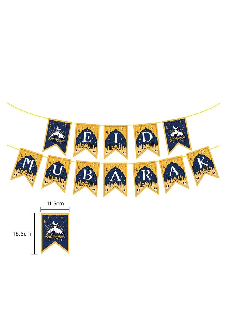 Party Propz Party Propz Eid Mubarak Decoration - Banner and Balloons - Gold and Blue (set of 50)  - Image 3