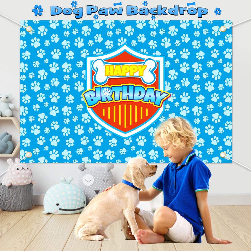 Winrayk 156Pcs Cartoon Dog Paw Birthday Party Decorations Supplies for Kids, Balloon Arch with Backdrop, Tablecloth, Large Dog Bone & Paw Print Foil Balloon, Boy Puppy Theme Birthday Party Decorations - Image 4