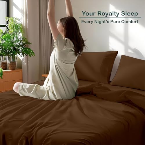 Bhoomi Impex Bedsheets for King - 108x108 Inch Bed - Microfiber Plain Chocolate Solid Bed Sheet Include Pillow Cover, Ultra Soft | for Home, Hotel, Villa, Resort and Guest House - Image 3