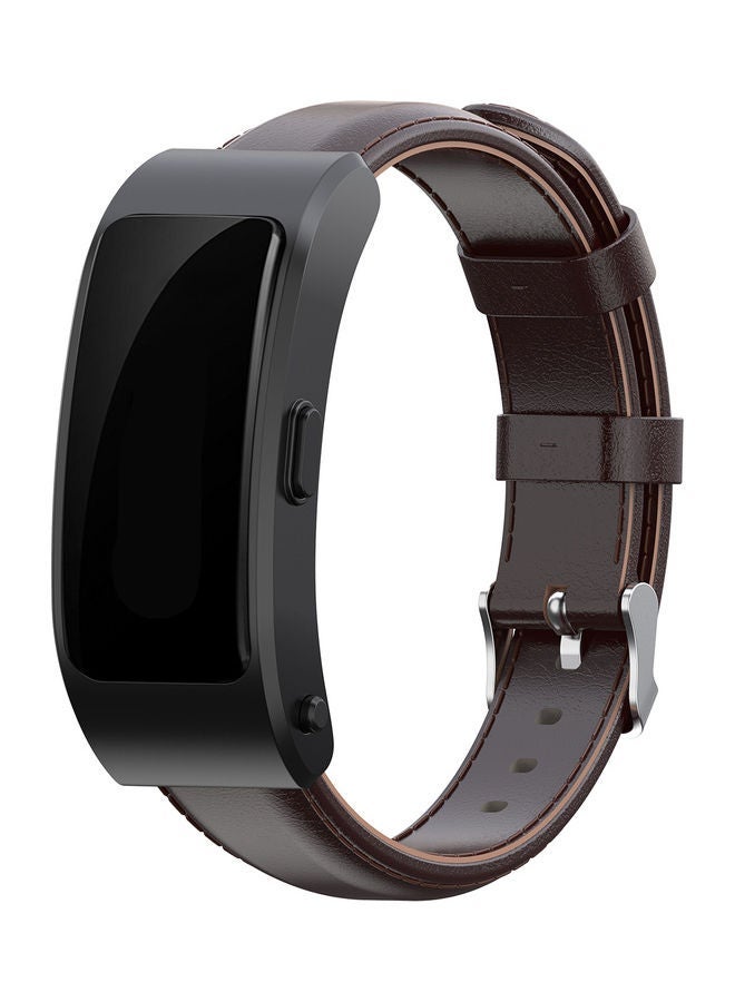 NIBEMINENT Oil Wax Leather Replacement Watch Strap For Huawei TalkBand 6 Coffee - Image 2