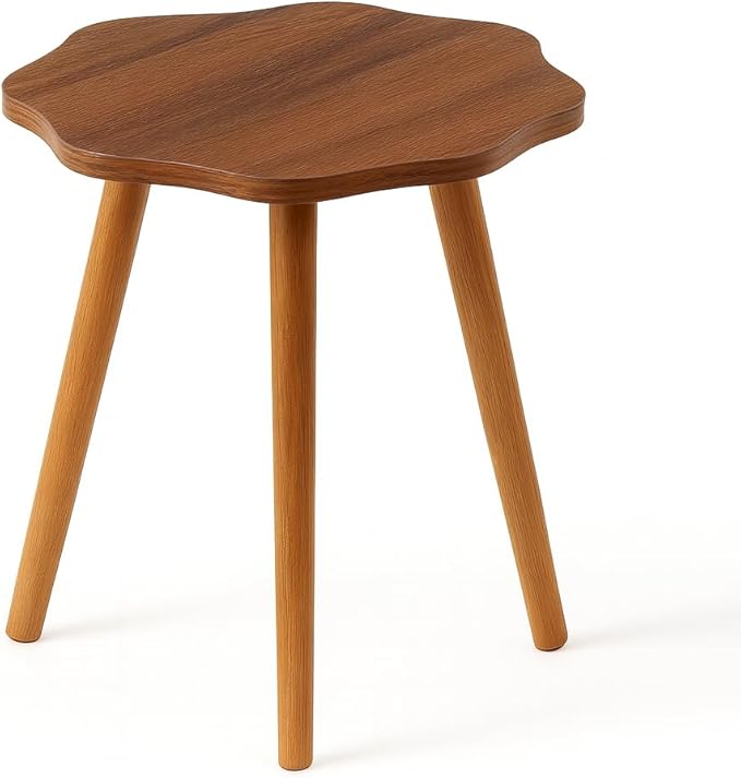 FENDI HOME Modern Flower-Shaped Wooden – 40 cm Round Accent Table | Elegant MDF & Beech Wood Design for Living Room, Bedroom & Office - Image 5